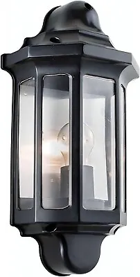 Black Outdoor Security Lights External Wall Light Half Lantern Garden Porch Lamp • £19.99