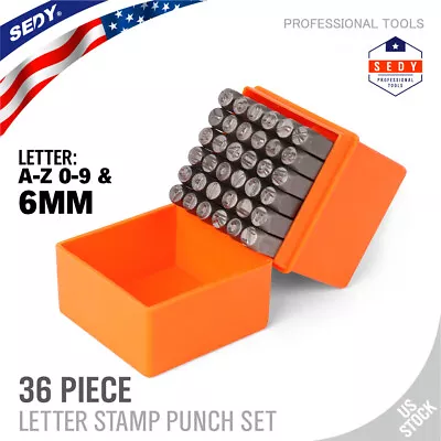 1/4  Letter & Number Stamp Punch Set 36pc Hardened Steel Metal Wood Leather 6mm • $19.99