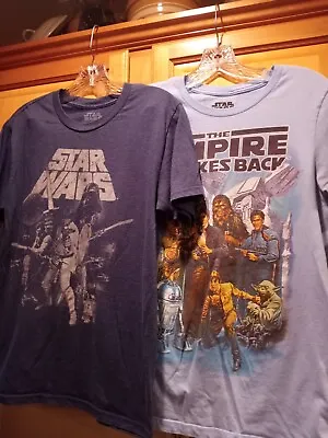 (2) Vintage Star Wars The Empire Strikes Back Graphic Blue T-shirt Size Small • $14.99