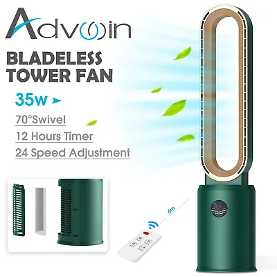 Advwin Bladeless Fan Cooler Electric Sleep Timer LED Display Tower Fan Green • $119.90