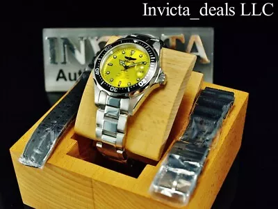 Invicta Men's 38mm PRO DIVER YELLOW DIAL Quartz Silver Watch With Extra Strap • $54.99