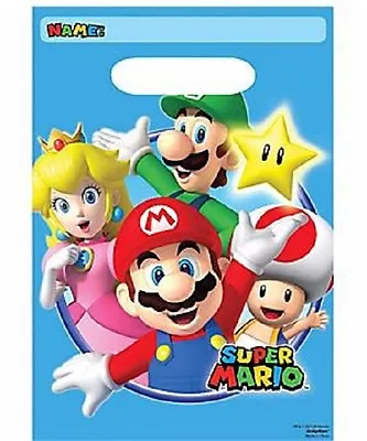 SUPER MARIO BIRTHDAY LOLLY LOOT BAGS FAVOR DECORATION PARTY SUPPLY Pk 8 • $4.49