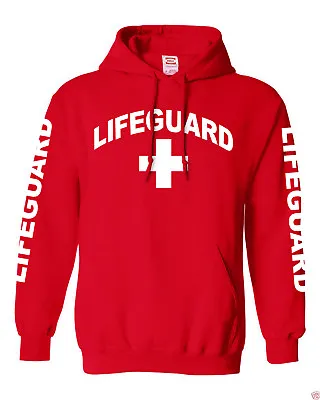 Nw Men's Lifeguard Pullover Hoodie Jacket Beach Safety Pool Staff Sweatshirt Red • $37.99