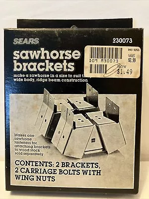 Vintage Sears Sawhorse Brackets In Box 2 Brackets 2 Carriage Bolts W/wing Nuts • $7.89