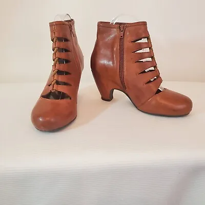 Miz Mooz Throne Leather Ankle Booties Womens Size 6M Brown  • $32.99