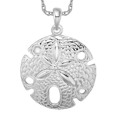 925 Sterling Silver Large Sand Dollar Sea Star Starfish Necklace Charm Pendant • $127