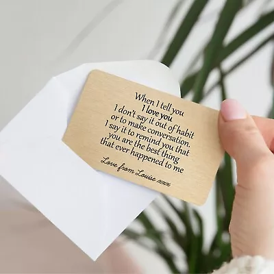£7.99 • Buy Personalised When I Love You Gold Metal Wallet Card Keepsake Gift Husband Wife