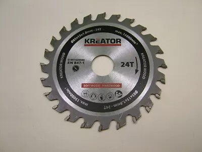 Circular Saw Blade Wood Thin Kerf Carbide Tipped 85mm 24 Teeth 15 & 10mm Bore • £5.99
