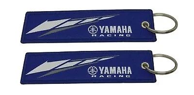 2 Pc YAMAHA Bike Double Side Keychain Motorcycles Key Ring Cell Holders Tag Blue • $14.99