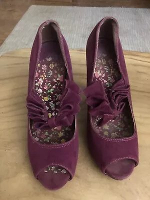 Womens Open Toed Platform Shoes Size 5 Purple • £2.99