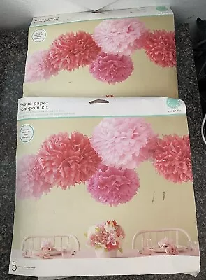 Lot Of 1&1/3 Martha Stewart Tissue Paper 5 Pom-Pom Kit PINK Party Shower Wedding • $12.99