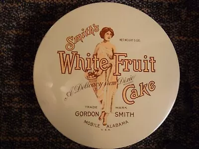 Vintage Smith's White Fruit Cake Advertising Tin Box Gordon Smith - Mobile AL • $29.99