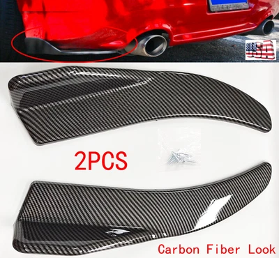 $28.40 • Buy 1 Pair Carbon Fiber Car Body Side Skirt Diffuser Winglet Bumper Spoiler Rear Lip