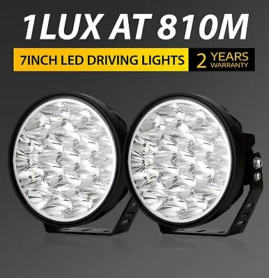 Pair Slim 7 Inch LED Driving Lights Round Off Road Spot Beam Work Black UTV 4x4 • $86.98