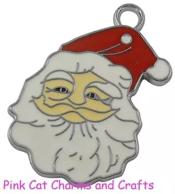 5 X Father Christmas Santa Head Charms Jewellery Making Pendants Tibetan Silver • £2.62