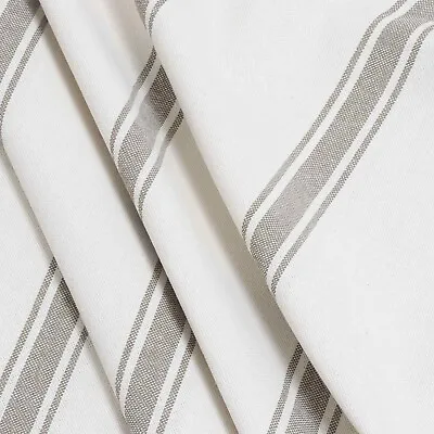 Lyon Stripe Double Width Fabric Taupe | Ticking | Grain Sack Style Curtains • £1.79