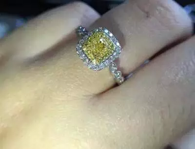 2.80Ct In 925 Silver Cushion Cut Canary Yellow Diamond Halo Engagement Ring  • £82.80