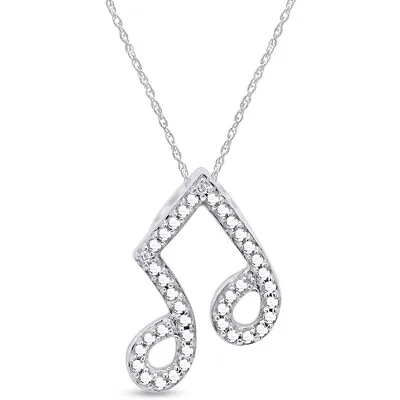 1/10 Ct Lab Created Moissanite Music Note Pendant Necklace 925 Sterling Silver • $43.18