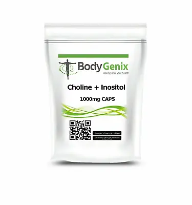  Bodygenix Choline & Inositol 1000 Mg Capsules Supplement For Brain Health Mood • £6.99