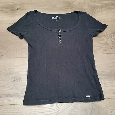 Hollister Shirt Womens Extra Small Black Knit Blouse Classiccore Preppy Normcore • £11.57