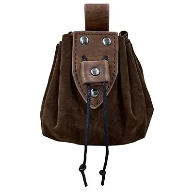 Leather Drawstring Pouch Nordic Embossed Belt Bag Leather Belt Pouch Medieval... • $20.88