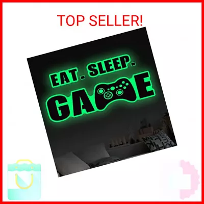 Eat Sleep Game Wall Decal Glow In The Dark Gamer Boy Wall Stickers Vinyl Video • $12