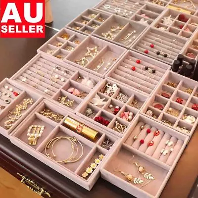 $10.88 • Buy Velvet Earrings Rings Bracelet Tray Storage Box Jewelry Display Drawer Organizer