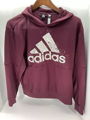 Adidas Maroon Burgundy Hoodie Medium Skater Hooded Sweatshirt Free Shipping • $20.96