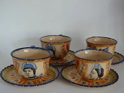 £137.64 • Buy Vintage Four Cups Coffe And Saucer French Faience Henriot Quimper 