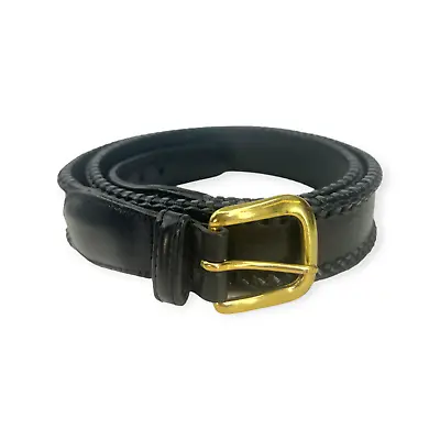 Coach Vintage Black Leather Braided Belt Men's Sz42 Solid Brass Buckle Laced • $32