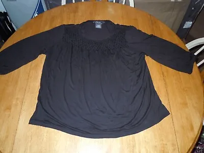 George Mark Eisen Womens Top Long Sleeve Black Xl 16/18 Rayon Spandex • $9.99