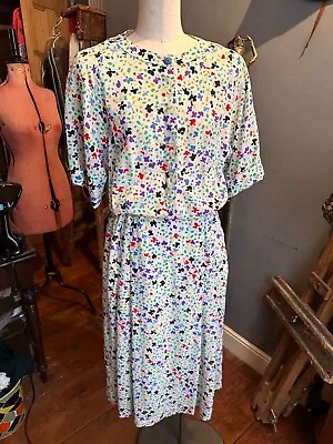 Vintage 1980s Louis Feraud Silk Day Dress 38 10 • £40