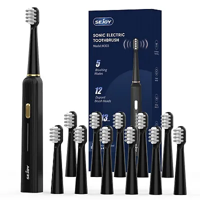 Sonic Electric Toothbrush Rechargeable With 12 Brush Heads Powerful Toothbrush • $19.99