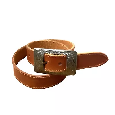 Vtg Express Campagnie Internationale Thin Leather Belt Women Medium Tarnished • $36.95