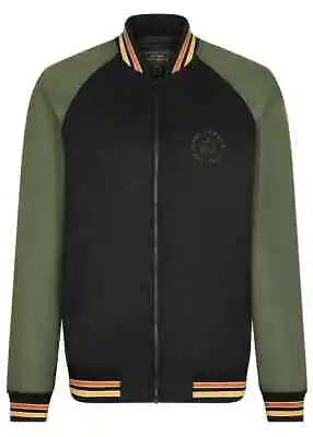 Mens Merc London Classic Retro Zip Up Jacket Top Gibson - Black / Gold • £79.99