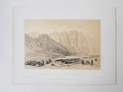 Egypt Archaeology Mount Sinai David Roberts Holy Land Original Lithograph 1860 • £14.95