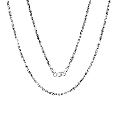 Solid 10K White Gold 1.5mm Thin Mens Womens Rope Chain Pendant Necklace 16 -24  • $164.98