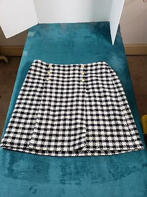 Talbots Skirt Sz 18W Womens Black White Check A-line Stretch Ladies Wool Blend • $15.97