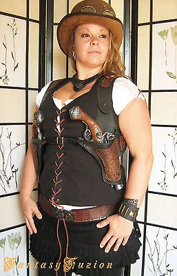 Steampunk Victorian Industrial Flintlock Gun Double Shoulder Leather Holsters • $167.57