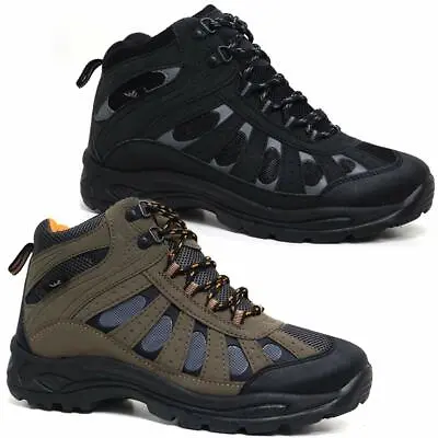 Mens Hiking Boots New Walking Ankle Wide Fit Trail Trekking Trainers Shoes Size • £19.95