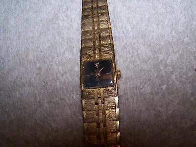 Vintage Womans Quintel Diamond Quartz Watch Goldtone 7 1/4  Band WORKS • $3.99