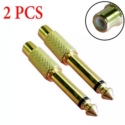 2PCS 6.35mm 1/4  Male Mono Plug To RCA Female Jack Audio Adapter Connector • $5.98