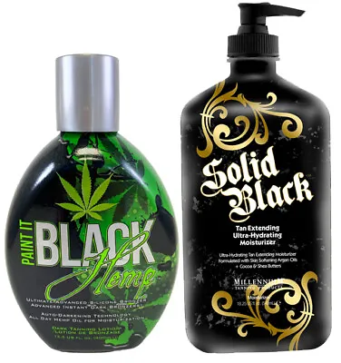 Millennium PAINT IT BLACK HEMP Dark Bronzer Tanning & SOLID BLACK TAN EXTENDER • $48.95