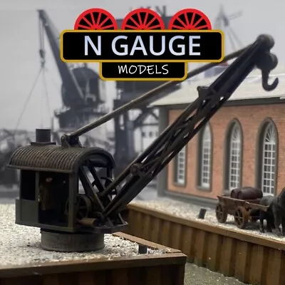 N Scale Gauge 1:148 - Steam Yard Crane & Figure!  (Dockyard Shipyard  1:160) • $29.91