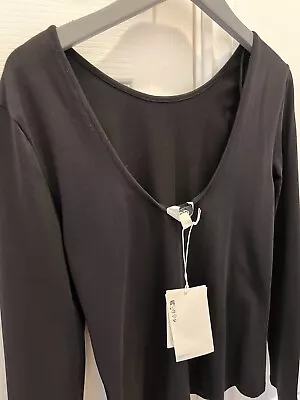 Cos M Black Stretch Cotton Scoop Back Top Long Sleeves Brand New With Tags • £12.50