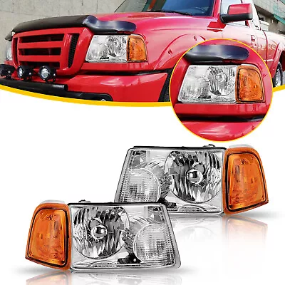 2x Clear For 2001-2011 Ford Ranger Chrome Headlights Lamps Left+Right Waterproof • $78.99