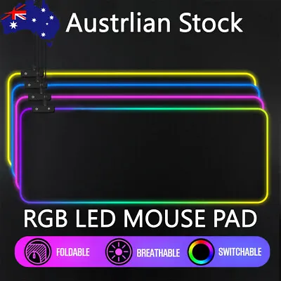 LED Gaming Mouse Pad Large RGB Extended Mousepad Keyboard Desk Anti-slip Mat • $29.98