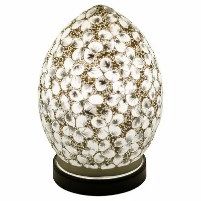 Egg Lamp Mini Mosaic Glass  Table Lamp Desk Bedside Lounge White Flower  LM71W • £24.99