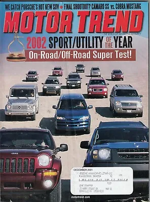 Motor Trend December 2001 – 2002 SUV Of The Year / Camaro SS Vs Cobra Mustang • $4.99