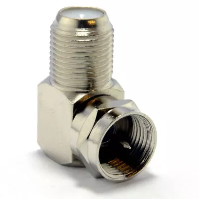 F Type Satellite Socket To Right Angle Male Plug Coupler Adapter • £1.88